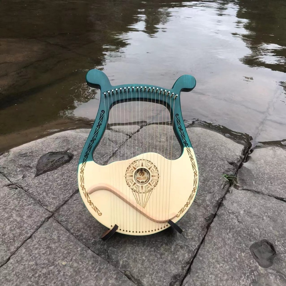 Musical Instrument Harp - ヴィンテージ無垢材19/24弦リラハープサウンドヒーリング手作りハープ瞑想プロフェッショナル演奏用楽器