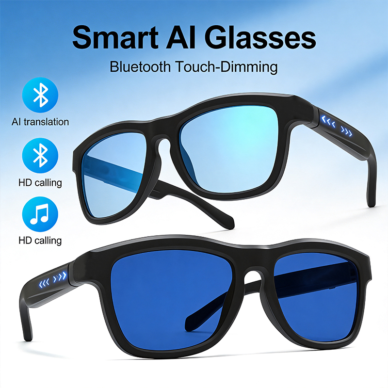Musical Instrument Glass - タッチ式自動変色調光Bluetooth 5.4音声アシスタントAIスマート翻訳ミュージックグラスメンズUV400保護