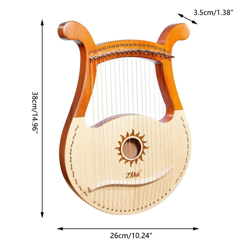 Musical Instrument Harp - 19弦リラハープピアノ高品質リラハープ19弦マホガニー楽器スペア弦付き