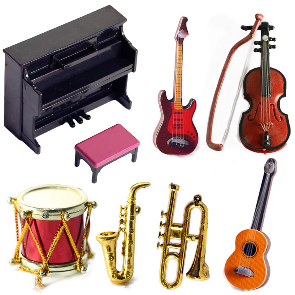 Musical Instrument Lyre - アクセサリー付きのミニチュア人形,楽器,1/12スケール,ピアノ,ギター,ドラム,マイク,サックス,トランペットモデル