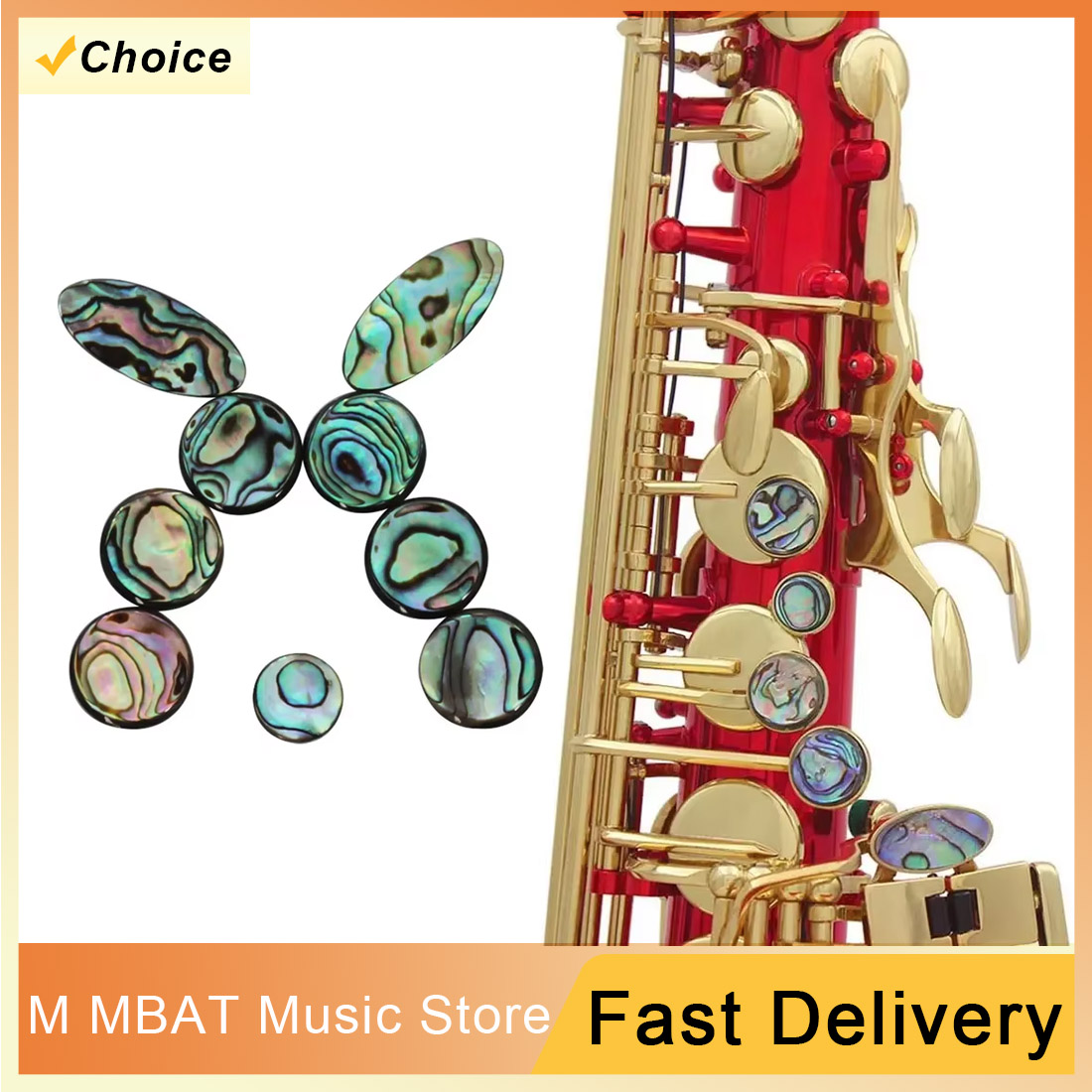 Musical Instrument Oboe - M MBAT アワビ貝殻サックスキー音楽ボタン木管楽器アクセサリーソプラノ/アルト/テナーサックス装飾