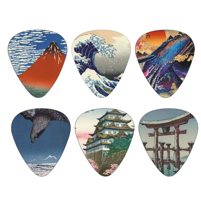 Musical Instrument In Japanese - 新しい 12 ピース/セットギターピック - 日本文化スタイルのテーマ絵画榴散弾、ベース、ウクレレ楽器アクセサリー用