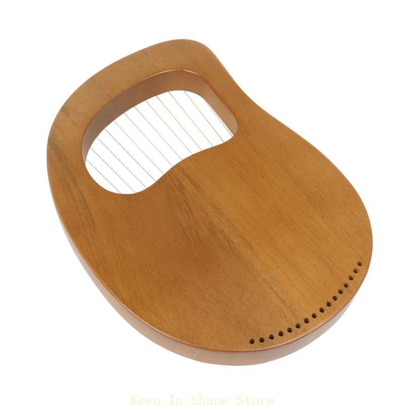 Musical Instrument Lyre - U1JC 16弦マホガニーライアハープ、lyreパターン音楽愛好家のためのシンボルを刻んだ初心者向け楽器チューニングレンチ
