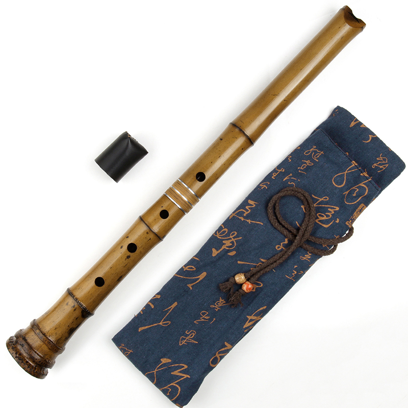 Shakuhachi Bamboo Flute - D キー 2 セクション尺八 5 穴竹フルートバッグ付きプロのパフォーマンス楽器に適した