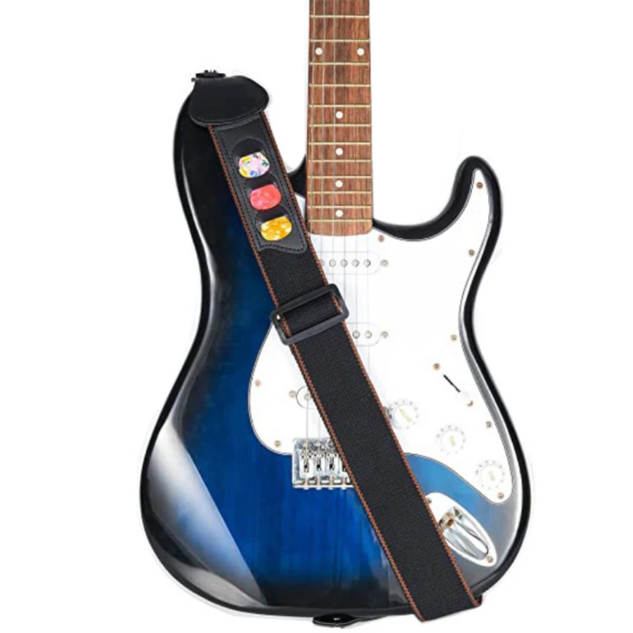 7 ピース/セットギターストラップ黒 PU レザー + 綿ウ - Musical Instrument Types のレビューと価格