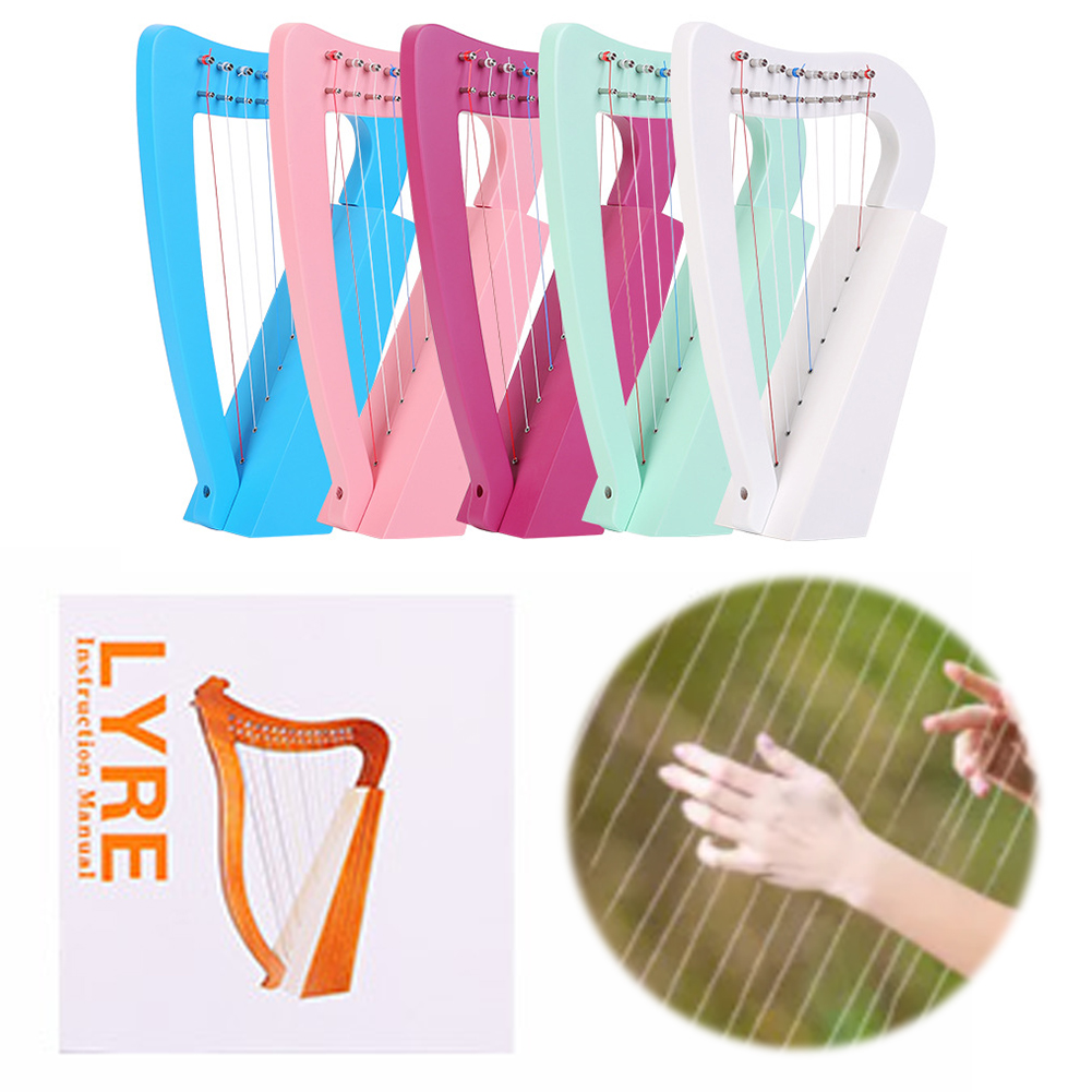 8弦リラハープ無垢材ミニハープ、チューニングレンチ付き、子供 - Musical Instrument Harp のレビューと価格