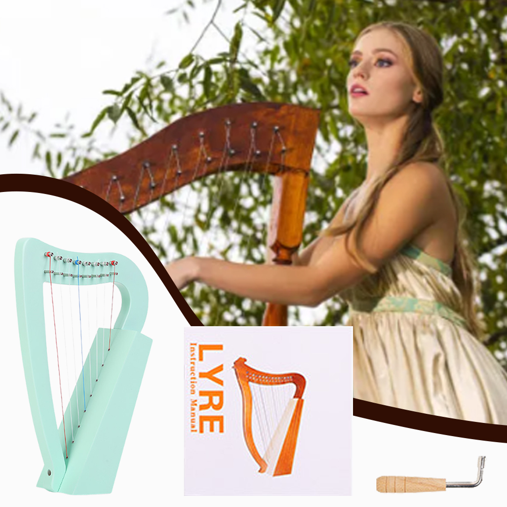 8弦リラハープ無垢材ミニハープ、チューニングレンチ付き、子供 - Musical Instrument Harp のレビューと価格