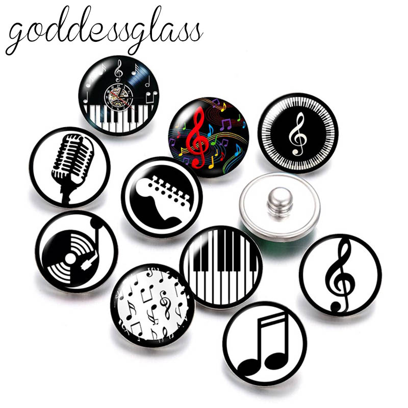 新しい愛の音楽ノート楽器ギター10個ラウンドフォト12ミリメ - Musical Instrument Glass のレビューと価格