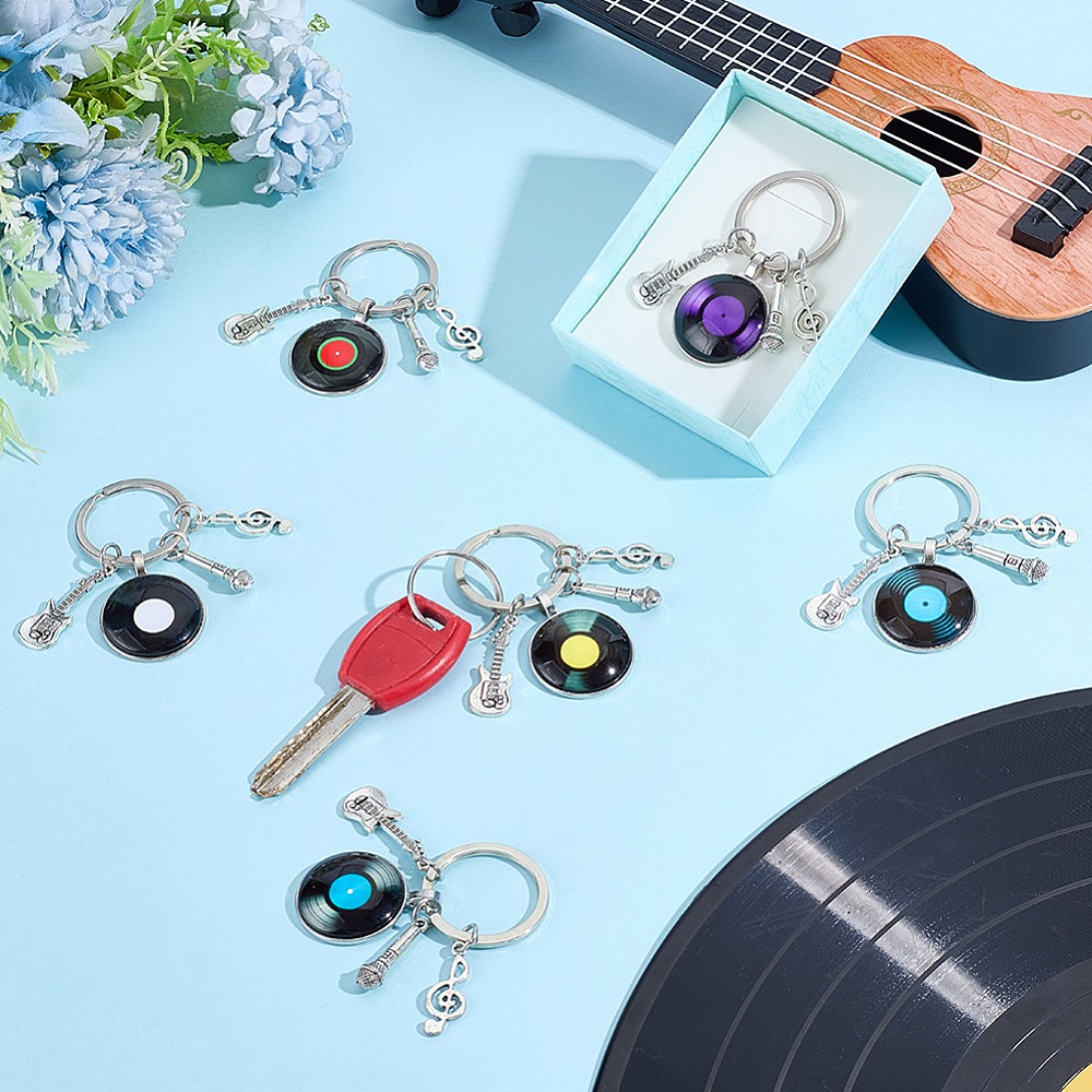 6 個 6 色ガラスペンダントキーホルダー合金キーリング付き - Musical Instrument Glass のレビューと価格