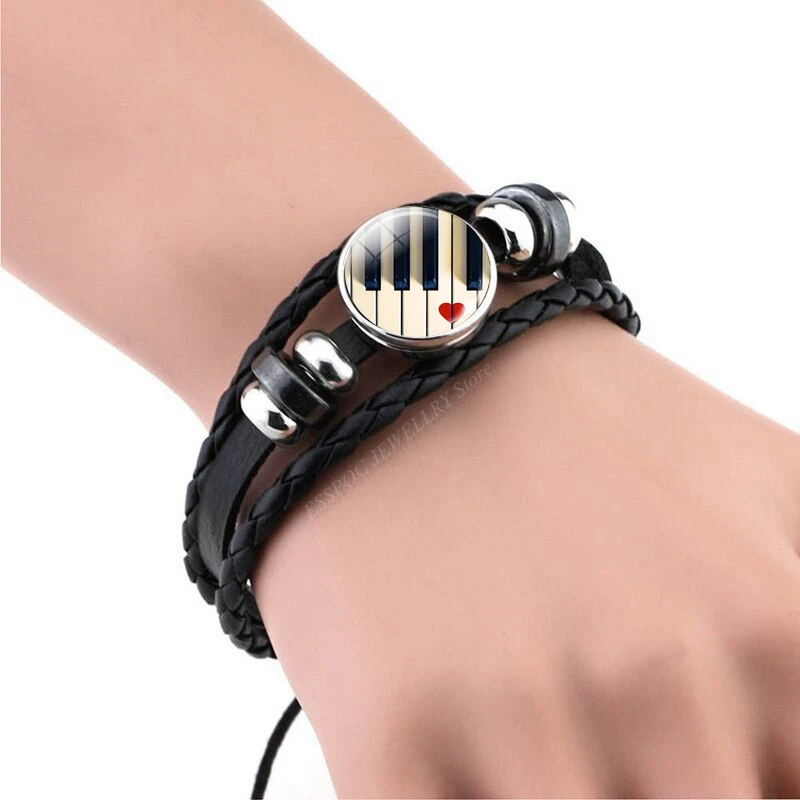 ヴィンテージヴァイオリンとピアノの形をしたブレスレット,男性 - Musical Instrument Glass のレビューと価格