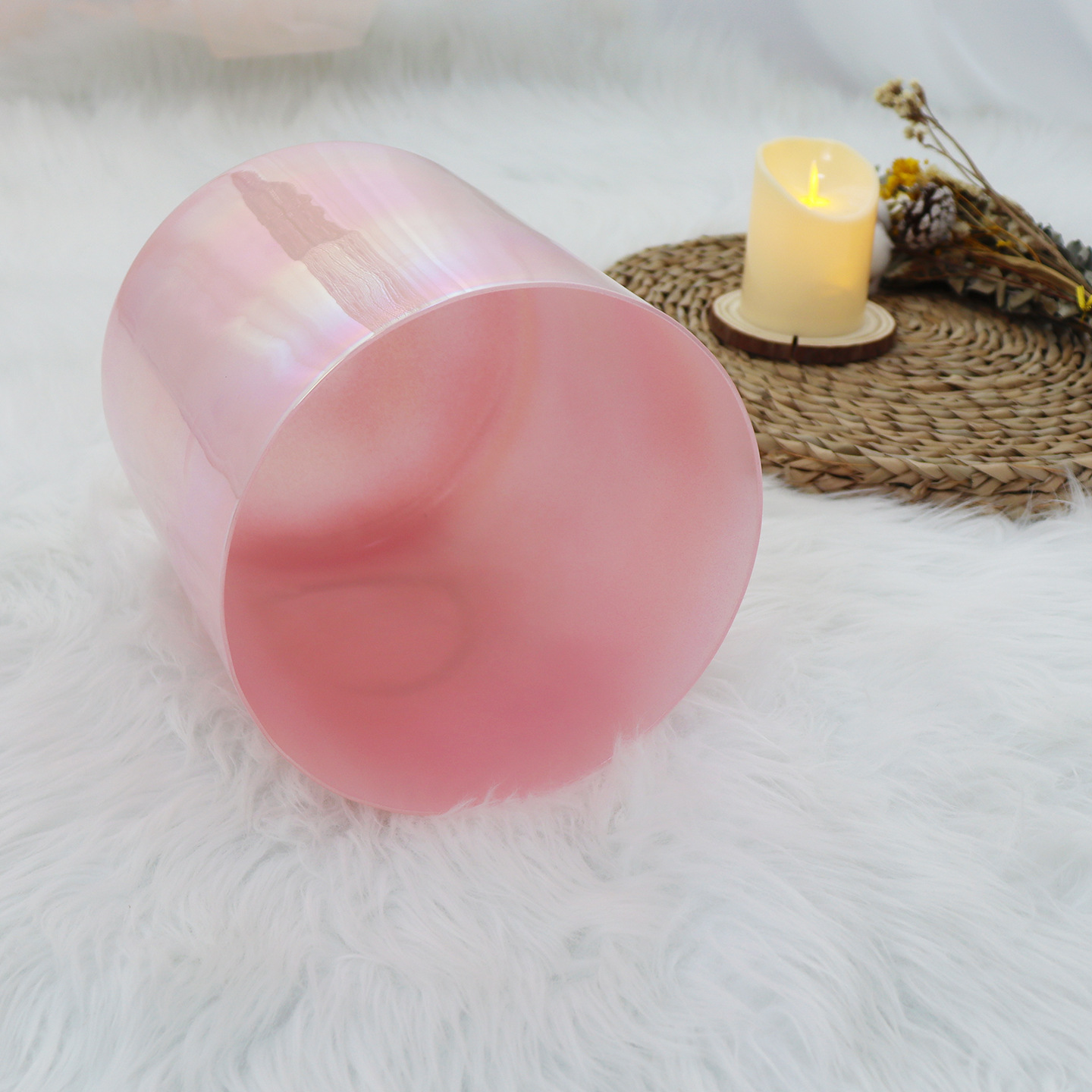 虹色のグラデーションが施された丸いガラス製サウンドセラピータ - Musical Instrument Glass のレビューと価格