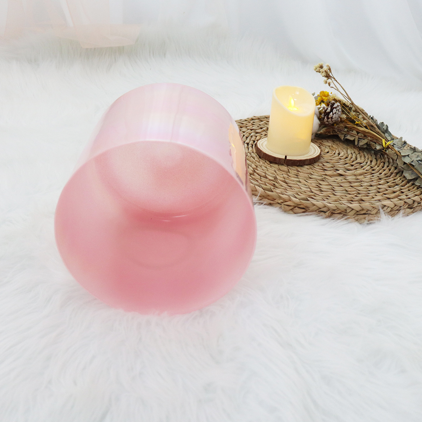 虹色のグラデーションが施された丸いガラス製サウンドセラピータ - Musical Instrument Glass のレビューと価格