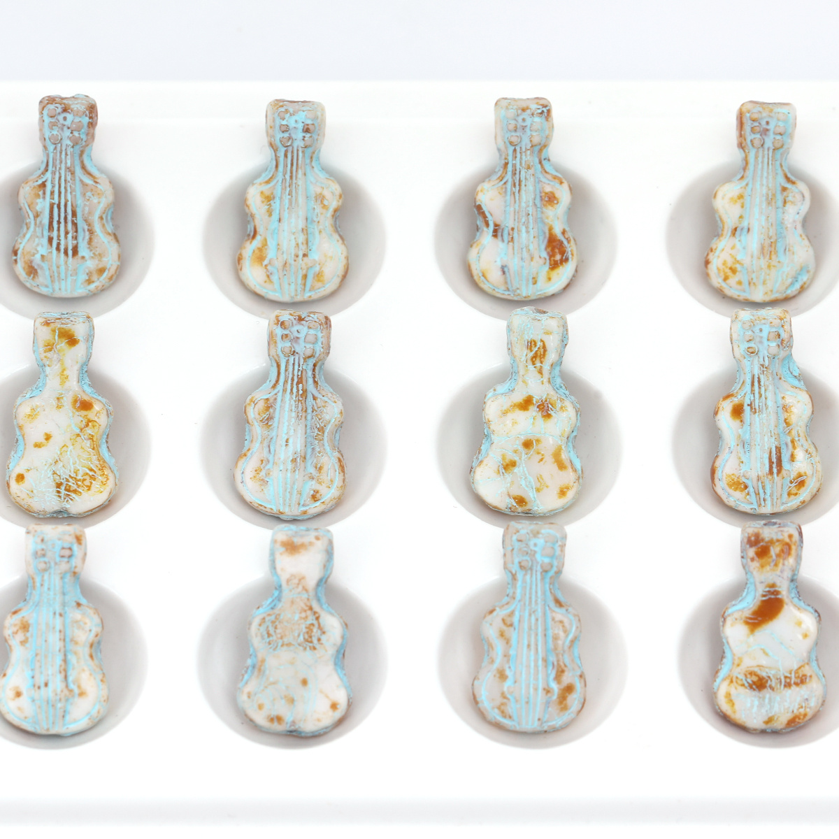 5個/10個入り ヴィンテージクラックルバイオリンガラスビー - Musical Instrument Glass のレビューと価格