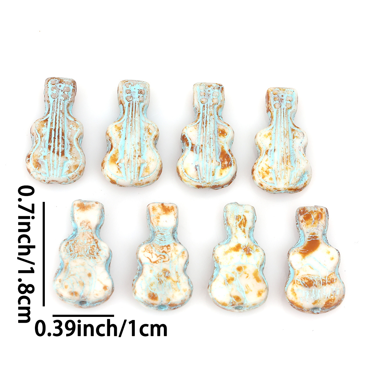 5個/10個入り ヴィンテージクラックルバイオリンガラスビー - Musical Instrument Glass のレビューと価格