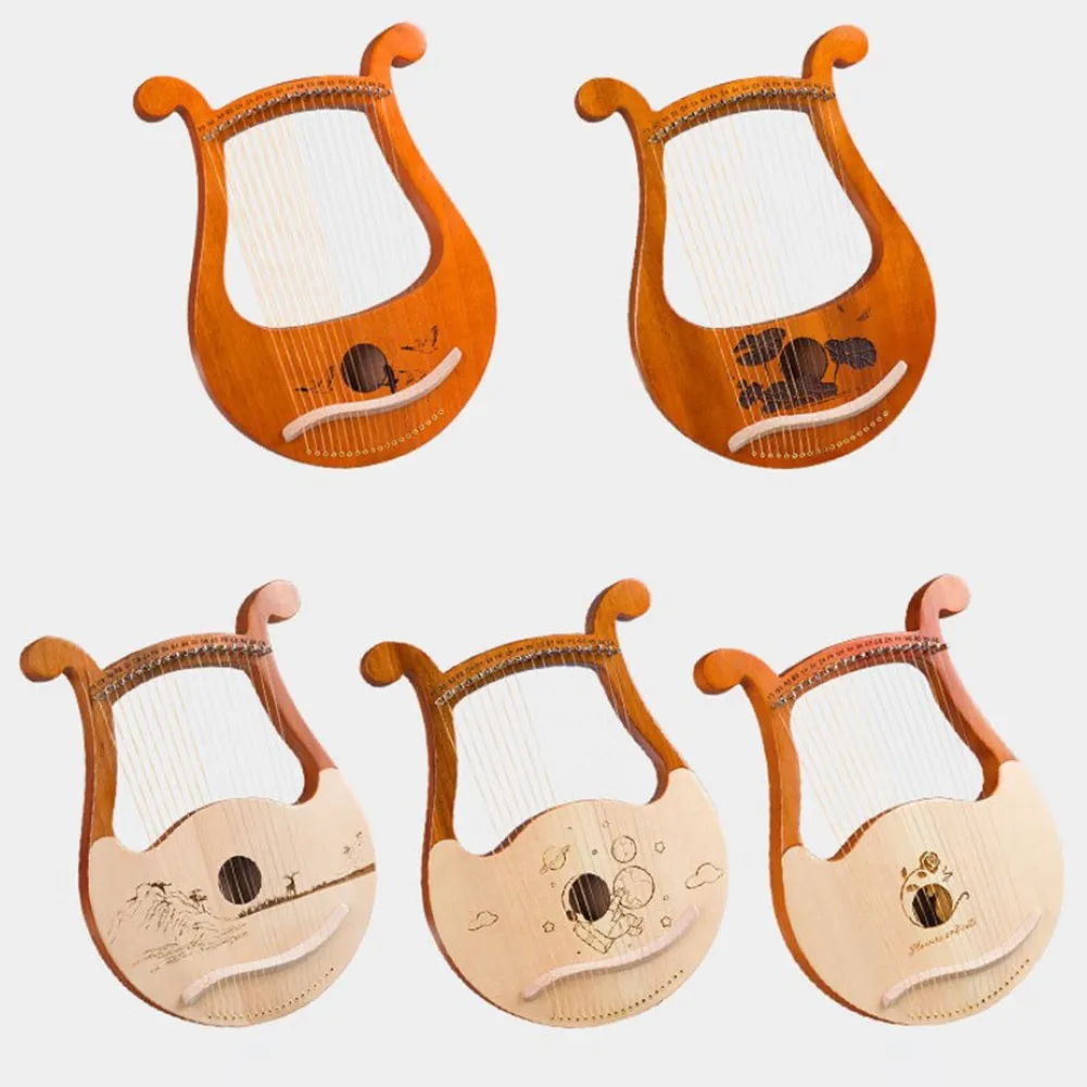 高品質 19 弦リラハープマホガニー楽器スペア弦付きチューニ - Musical Instrument Harp のレビューと価格